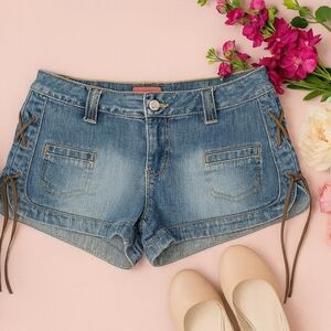 NOBO Vintage/Y2K Low-rise Denim Lace-Up Detail Jean Shorts